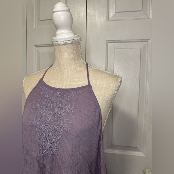 Free People Heat Wave Mini Dress Womens Medium Strappy Back Flutter Hem Lavender - Picture 4 of 10